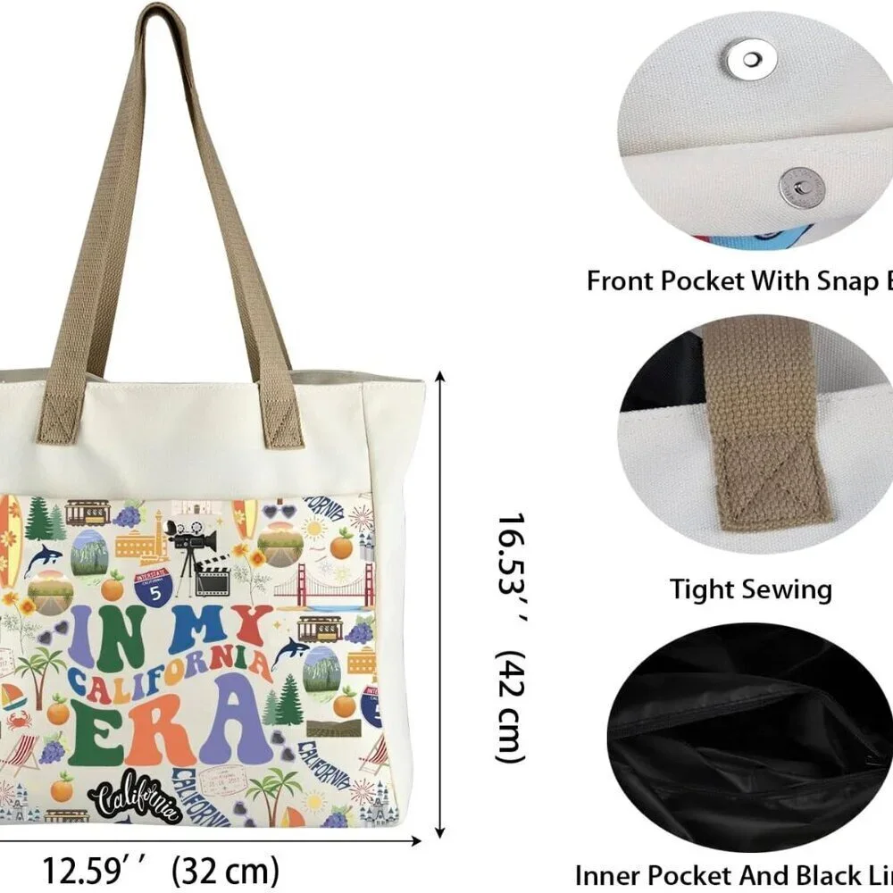 Canvas Tote Bag Large Capacity Waterproof Casual Travel Shopping Bag